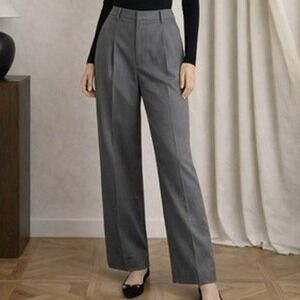 NWT Commense Gray High Waist Pleated Trousers XS